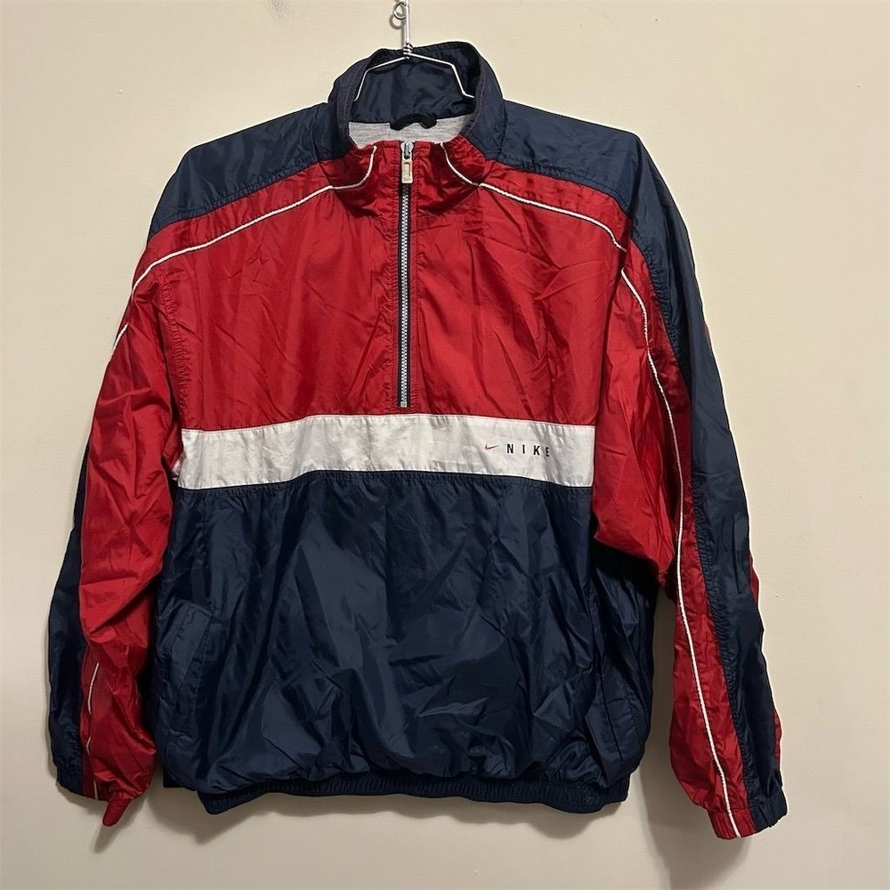 Nike Men's Vintage 90s Windbreaker Jacket L Red Blue White Tricolor